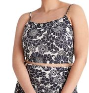 Anthropologie Daisie Blacl White Floral Flower Pattern Sleeveless Crop Top Large