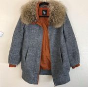 Vero Moda ASOS gray coat fur orange wool blend