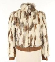 WILSON'S LEATHER Tri-Color Maxima Rabbit Fur Coat Sz Large