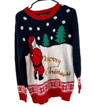 Ugly Christmas Sweater Funny Christmas Sweater Santa Peeing In Snow Size Medium