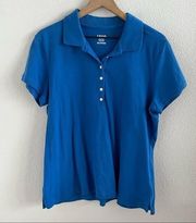 IZOD Blue Women’s Polo Golf Tennis Athleisure Button Front Top XXL