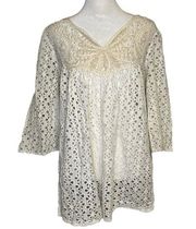 Calypso St. Barth cream eyelet swim cover up size L