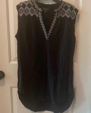 Melissa Paige Tunic Length Embroidered Sleeveless Blouse