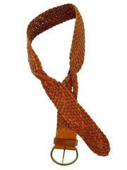 GAP Vintage Women’s Brown Leather Braided Woven Buckle Statement Belt Medium