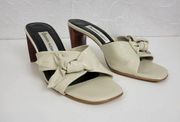 Etienne Aigner Womens Sandals Size 7 White Leather Open Toe Slip On Heels