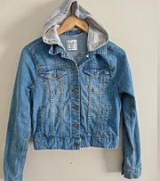 Love Tree denim button jean jacket with hood casual