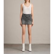 All Saints Betty Dark Gray Mini Denim Skirt 0