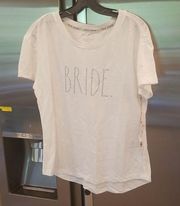 💕RAE DUNN💕 Bride Graphic Tee ~ Silver Glitter M