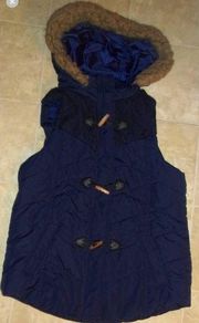 Maurices Navy Blue Vest Jacket  Size M, Fully Lined With Hood. Great Cond