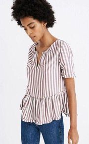 Madewell stanza striped peplum blouse size small