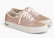 J. Crew x Seavees Rose Gold Glitter Lace Up Low Top Sneakers BU504 Size 9 NWOT