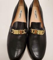 Karl Lagerfeld Cabana Black Loafers Flats Gold Chain Slip On Womens Sz 10M