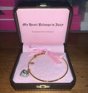 Retro Juicy Couture Pam & Gela Silver Pave Puffed Heart Wish Bangle Bracelet