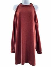 Entro Tunic Cold Shoulder Sweatshirt Mini Dress S