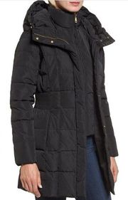 Cole Haan Signature Hooded Down & Feather Jacket Parka Coat Black XS