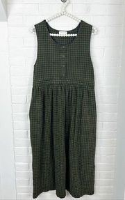 Vintage Jones New York Green Plaid Velvet Touch Dress