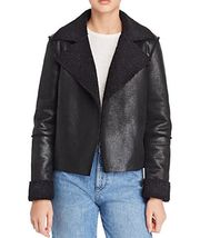 NWOT VIGOSS Faux Shearling Open-front Jacket In Black Size Medium