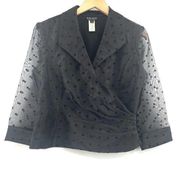 XSCAPE by Joanna Chen Black Sheer Polka Dot Jacket Blouse Top Formal Size 10