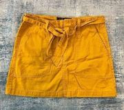 Indigo Rein Mustard Yellow Denim Skirt w Tie Belt Medium