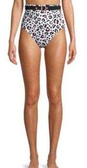 NWT No Boundaries pink black cheetah belted swim bottoms, size L