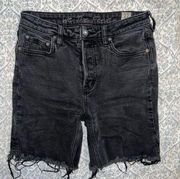 Free People We The  Black Avery cut off jean shorts walking Bermuda Size 27