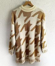 Vintage Dana Scott houndstooth print oversize sweater size large