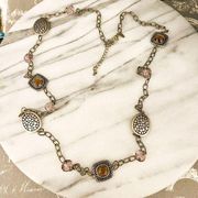 *5/$25* Laura Ashley Necklace Beaded Purple Silver Brown Long