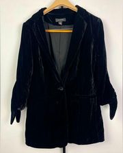 Halogen Black Velvet 3/4 Sleeve Tie Cuff Blazer