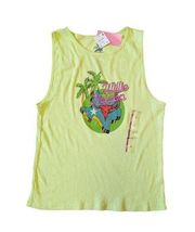 NEW Willie Nelson Graphic Tank Top Ribbed Neon Green Western Retro Y2K Style Tee