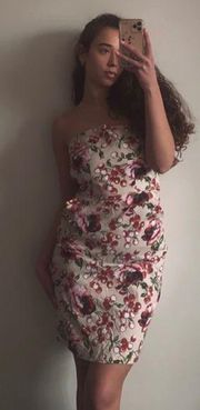 Vintage Y2K Zinc Cherry Blossom Cherries Strapless A-line Mini Dress