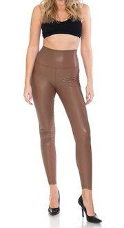 Tan Faux Leather Leggings