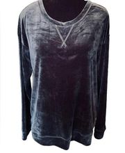 Muk Luks Gray Fleece Long Sleeve Comfy Casual Loungewear Pullover Sweater Top
