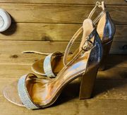 Rose Gold Crystal Block Heel Sandals size 8 (hm8