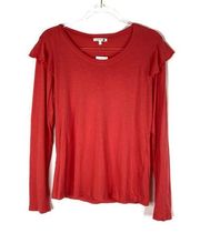 Sundry | Cherry Red Ruffle Long Sleeve Tee