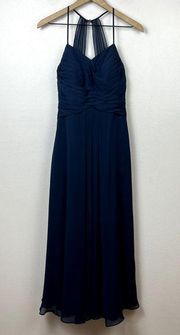 AZAZIE Cecilia Bridesmaid Maxi Dress Custom Size 6 French Blue V-Neck Lined