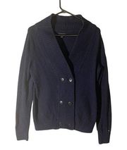 Tommy Hilfiger Blue Preppy Button Front Knit Sweater Cardigan Women SZ M