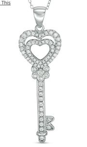 Silver Heart Key Necklace