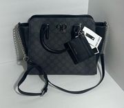 NWT Nine West Black Gray Satchel Handbag with Crossbody Strap