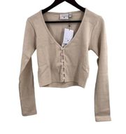 Daisy Street Cropped Cardigan Cream Size Large New