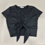 Black  Tie Front Crop Top