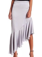 Painted threads Asymmetrical satin midi skirt