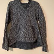 Women’s tangerine hooded athletic sweatshirt black gray heather Large hoodie