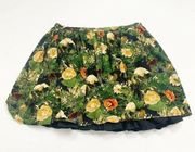 Jack Women's Skirt Size 4 Floral Green Black Pleated Lined Rayon