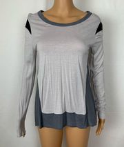 Aiko Genuine Lamb Leather Contrast T Shirt Blouse