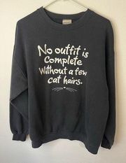 LEE Vintage Cat Sweatshirt Crew Neck Charcoal and White Size Large