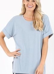 SAMMY ROUND NECK TEE ASH BLUE