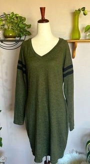 NWOT No Boundaries Olive Green and Black Striped Sleeve Athleisure Dress