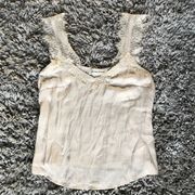 lace trim silky tank top