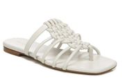 Vince  White Dae Sandal Square Toe Leather Slip On Slide Sandals | Size 9