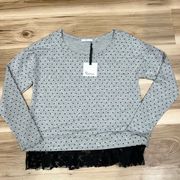 NEW Stitch Fix 89th & Madison Polka Dot Lace Trim Blouse Women’s Small